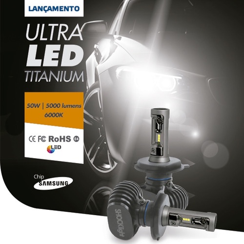 Kit Lampada Led Ultra Led Titanium Shock Light Encaixe H8