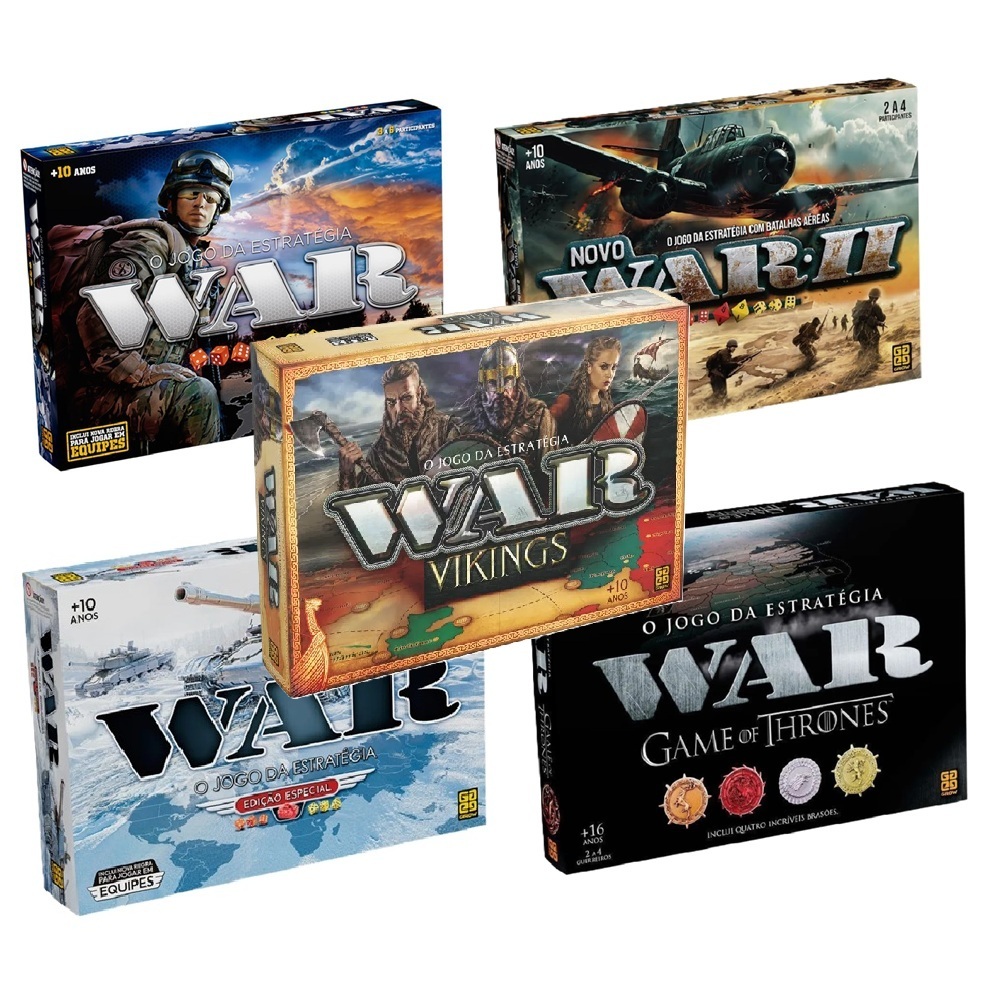 Jogo de Tabuleiro War, War II, War Edição Especial, War Game of Thrones e War Vikings da Grow