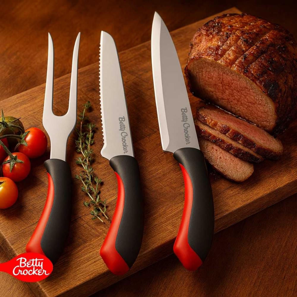 Foto 5 de Conjunto Faca Serrilhada Multiuso Garfo 3 Pçs Betty Crocker
