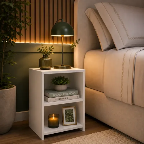 Mesa De Cabeceira Cama Quarto Moderna Mdf 15mm 45x30x25cm Branco