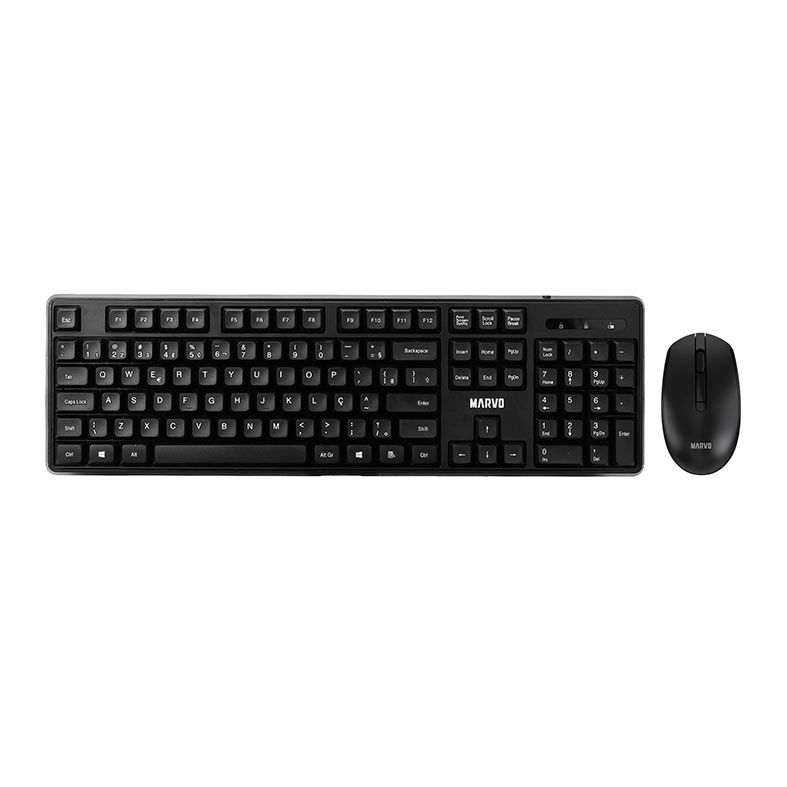 Kit Teclado e Mouse Marvo WS005, ABNT2, 1600PI, Wireless, Preto, WS005-BK-PT