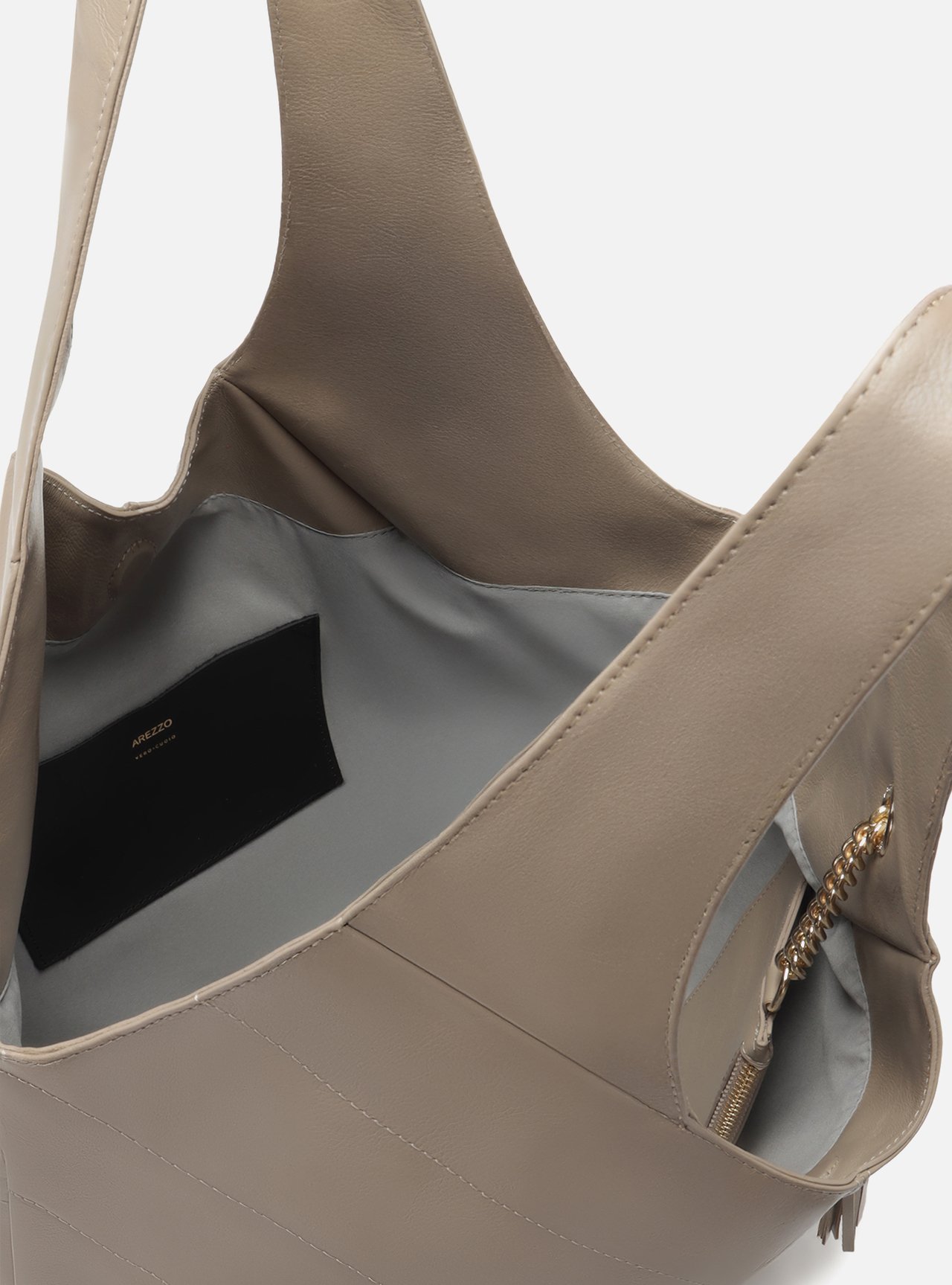 Foto 4 de Bolsa Hobo Cinza Couro Ísis Grande