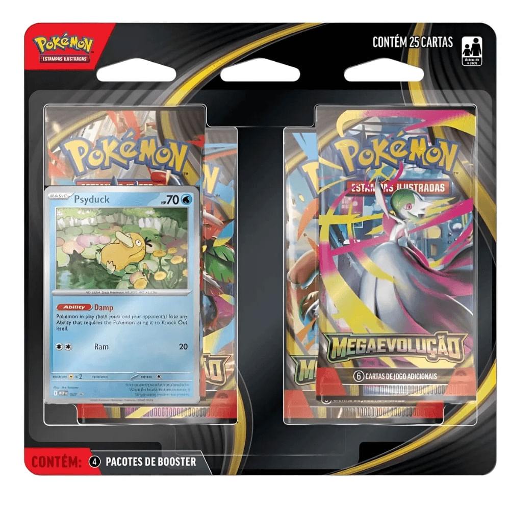 Cartas Pokémon Mega Evolução com 25 Cards - Copag - Psyduck