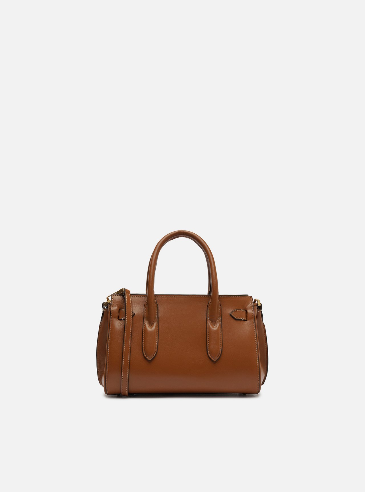 Foto 3 de Bolsa Tote Marrom Couro Pequena Metais
