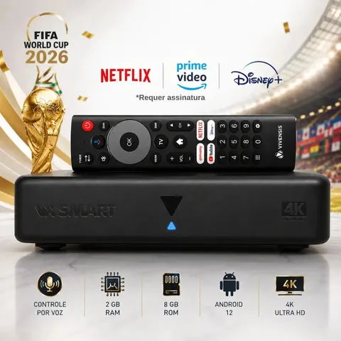 Receptor Vivensis Vx Smart Android 4K Wi-Fi Controle Voz