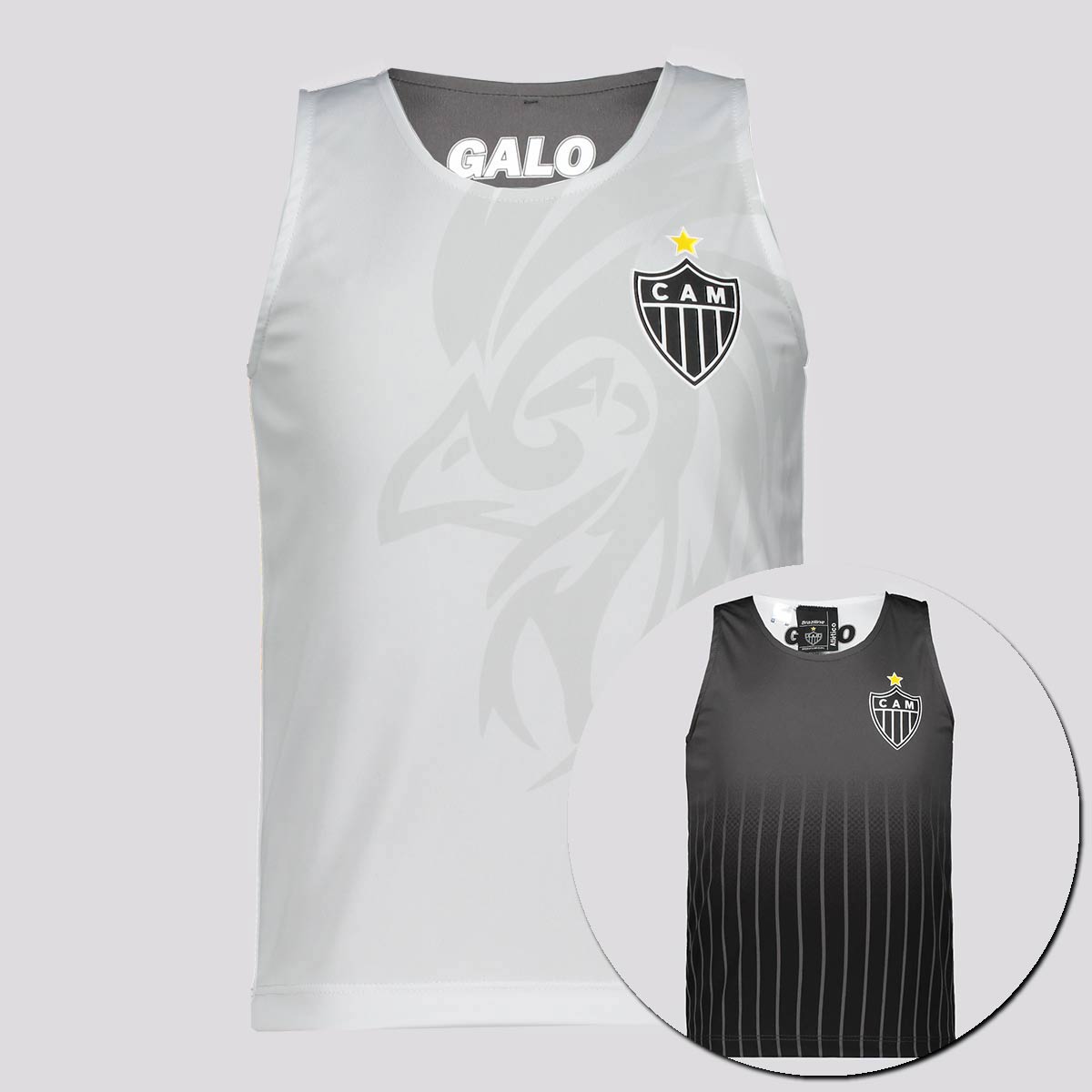 Regata Atlético Mineiro Radical Dupla Face Infantil Branca e Preta