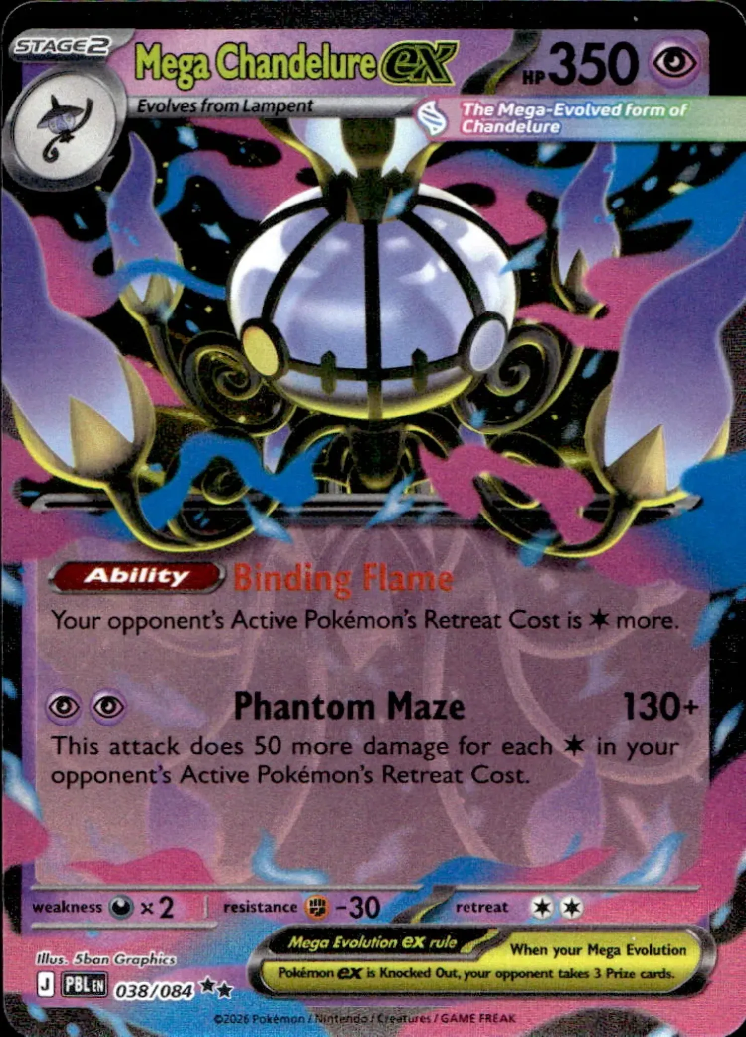 Mega Chandelure ex (38/84) Escuridão Absoluta Pokémon TCG — Near Mint, Novo
