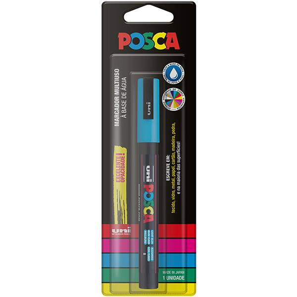 Pincel marcador 1.3 Posca, Azul Claro, PC-3M/1 7.5130, Uniball - BT 1 UN