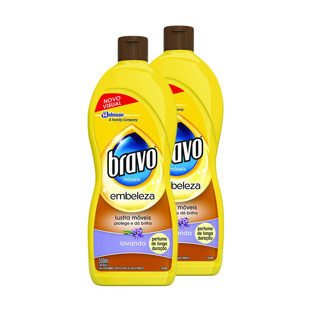 Kit 2 Lustra-Móveis Bravo Brilho Prático Lavanda 500ml